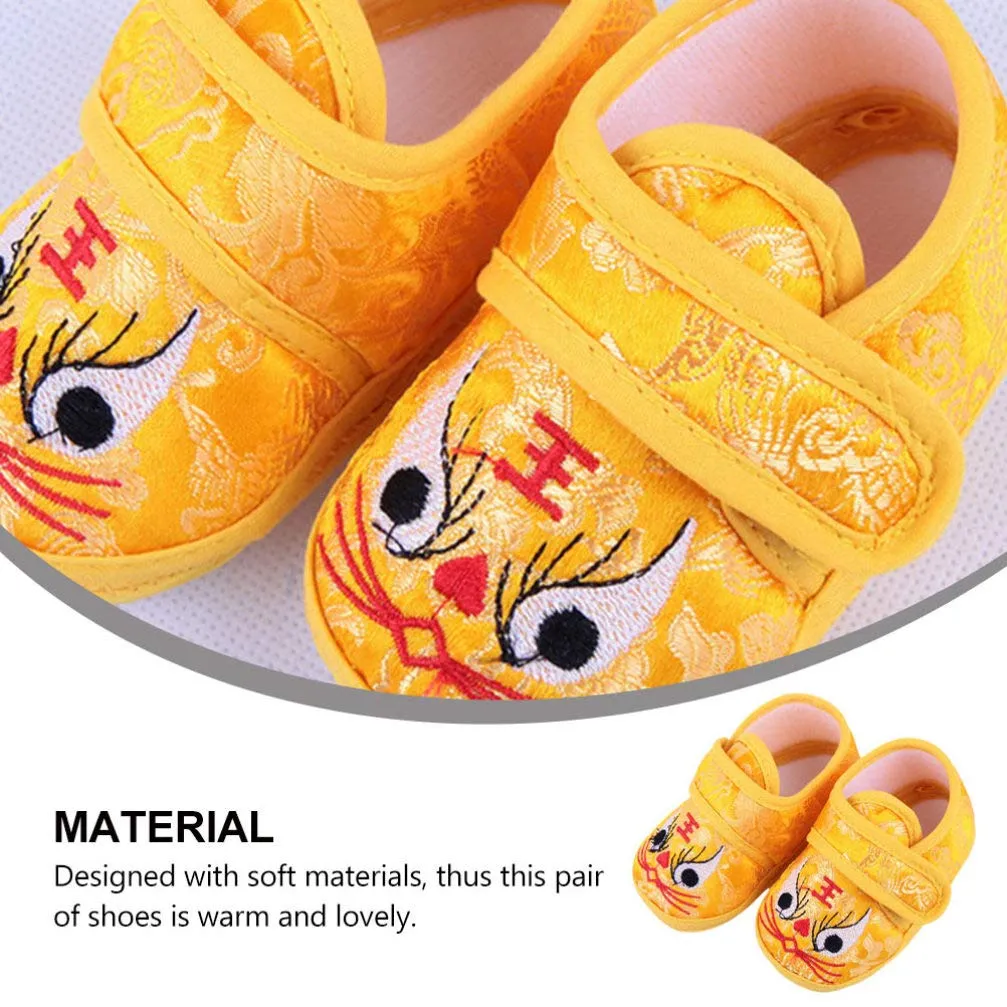 1 Pair Baby Tiger Shoes Breathable Baby Shoes Winter Nonslip Infant Shoes Non- Baby Shoes Tiger Baby Shoes Uggslippers Chinese Tiger Head Shoes Cartoon China Upper: Silk Newborn Yellow