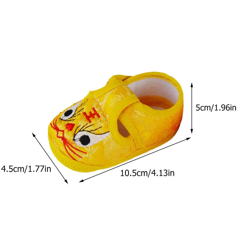 1 Pair Baby Tiger Shoes Breathable Baby Shoes Winter Nonslip Infant Shoes Non- Baby Shoes Tiger Baby Shoes Uggslippers Chinese Tiger Head Shoes Cartoon China Upper: Silk Newborn Yellow