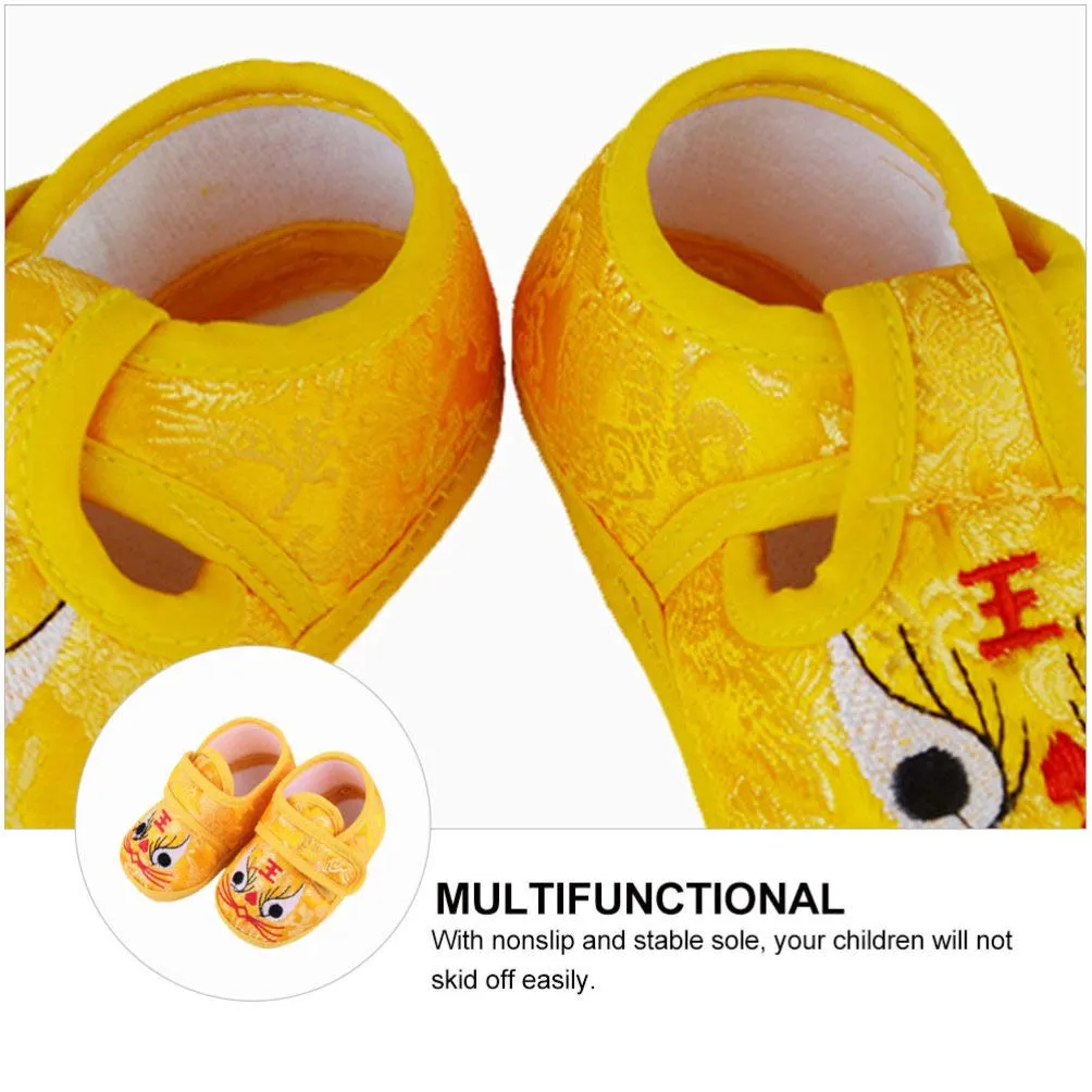 1 Pair Baby Tiger Shoes Breathable Baby Shoes Winter Nonslip Infant Shoes Non- Baby Shoes Tiger Baby Shoes Uggslippers Chinese Tiger Head Shoes Cartoon China Upper: Silk Newborn Yellow