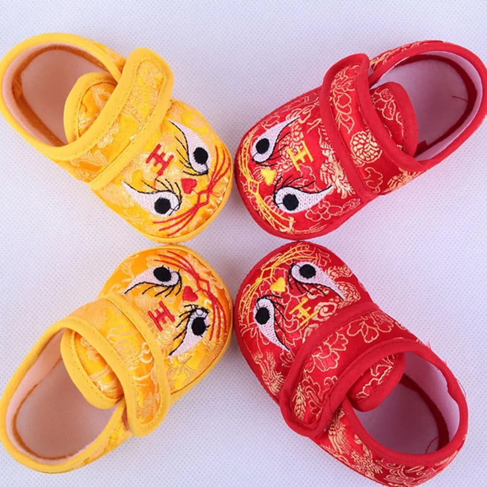 1 Pair Baby Tiger Shoes Breathable Baby Shoes Winter Nonslip Infant Shoes Non- Baby Shoes Tiger Baby Shoes Uggslippers Chinese Tiger Head Shoes Cartoon China Upper: Silk Newborn Yellow
