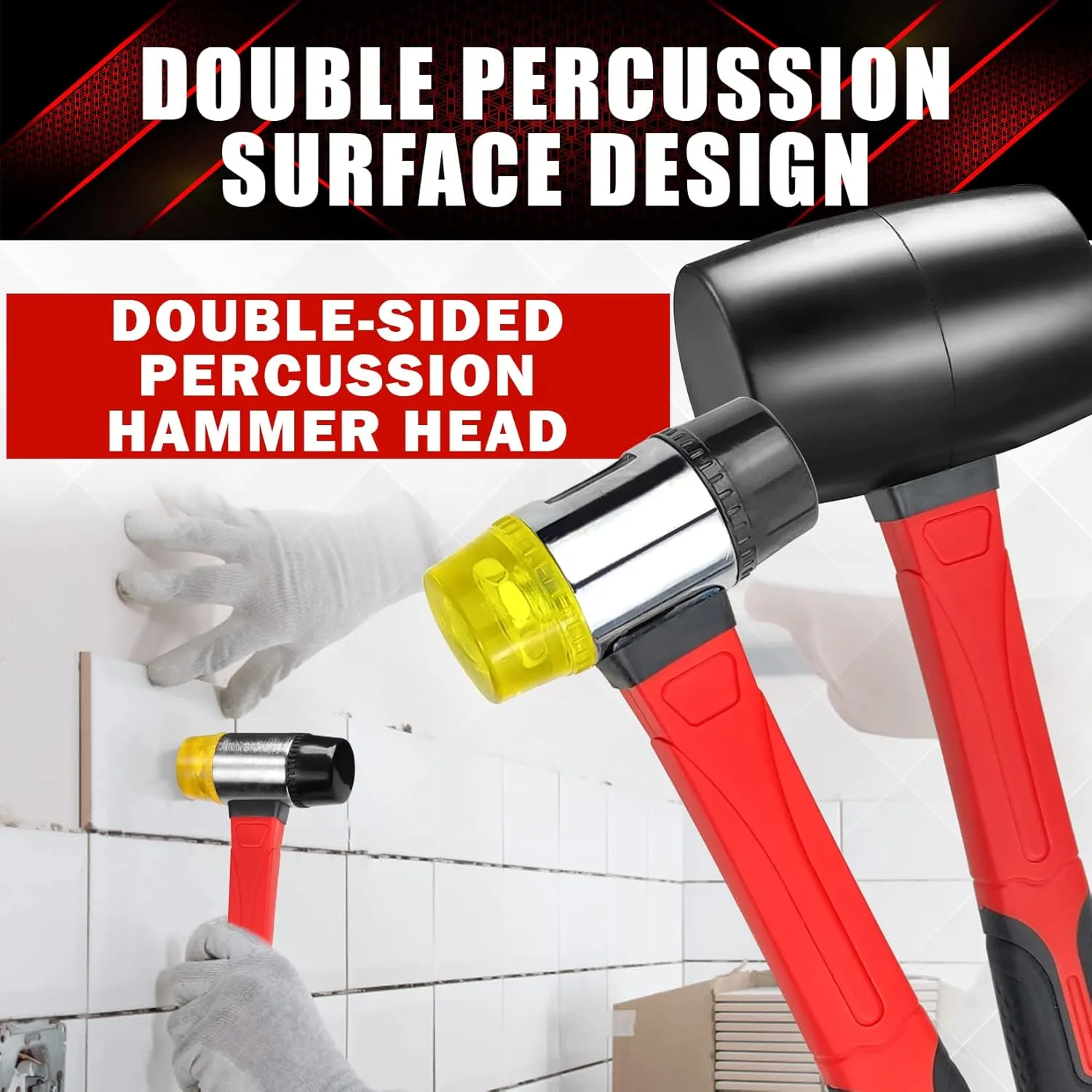 3 Pcs Hammer Set,16oz Rubber Mallet,16oz Claw Hammer and 40mm Double Faced Soft Hammer With Shock Reduction Grip Fit for Indoor and Outdoor Furniture Decoration