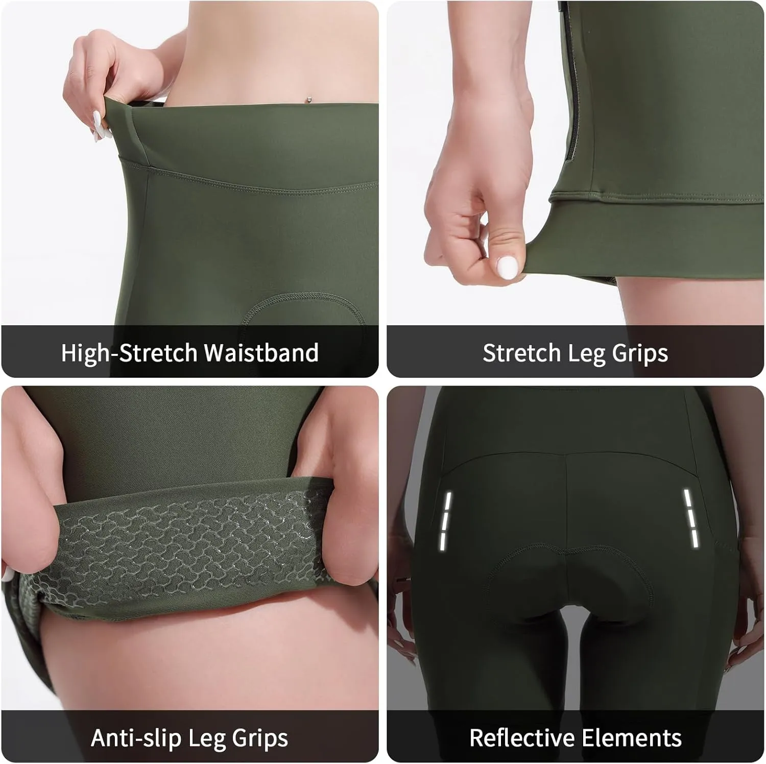 5" & 7" Women Bike Shorts 4D Padded High Stretchy Waistband Quick Dry Cycling Shorts with Pockets Leg Grips