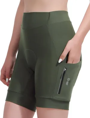 5" & 7" Women Bike Shorts 4D Padded High Stretchy Waistband Quick Dry Cycling Shorts with Pockets Leg Grips