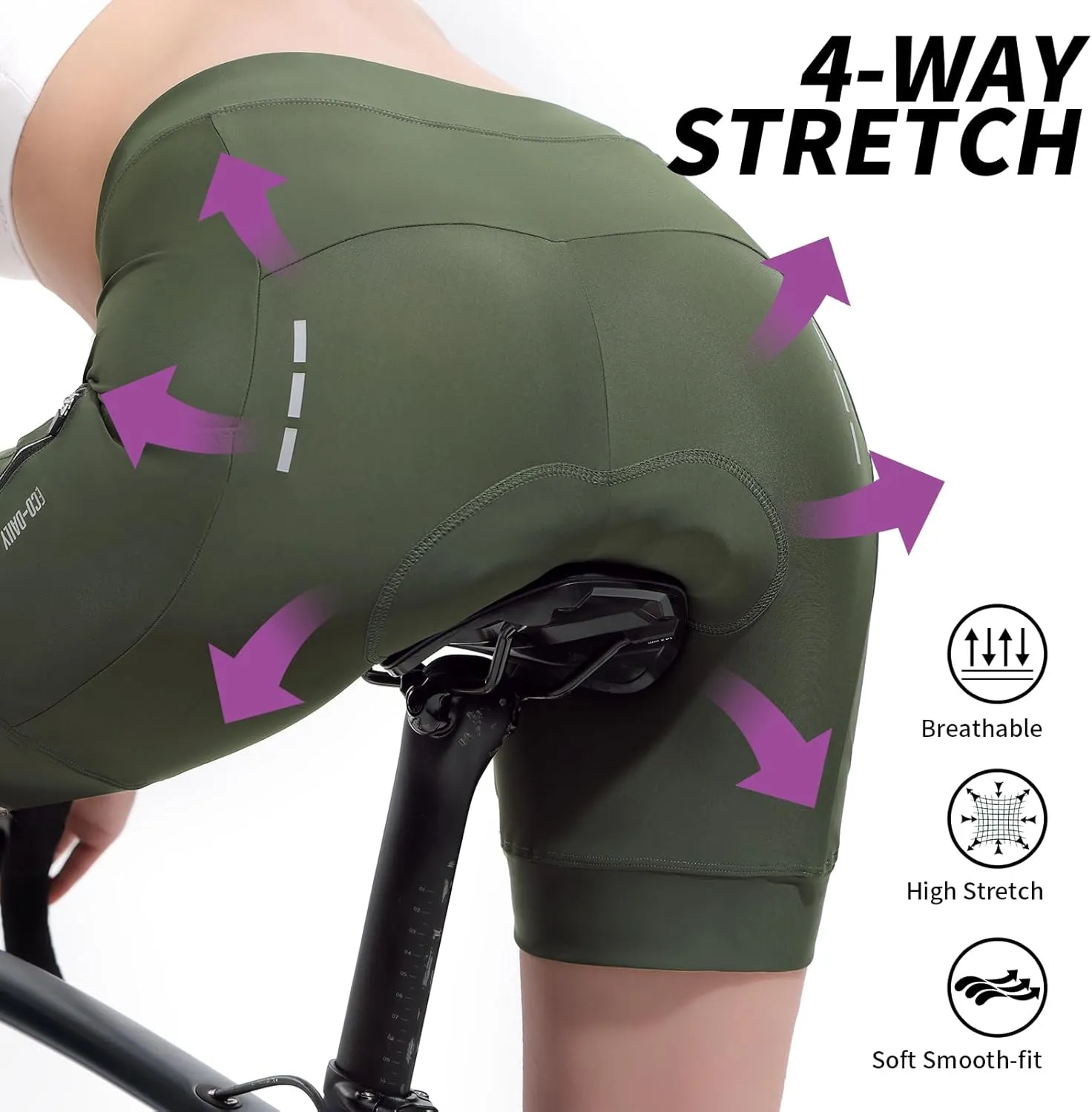 5" & 7" Women Bike Shorts 4D Padded High Stretchy Waistband Quick Dry Cycling Shorts with Pockets Leg Grips