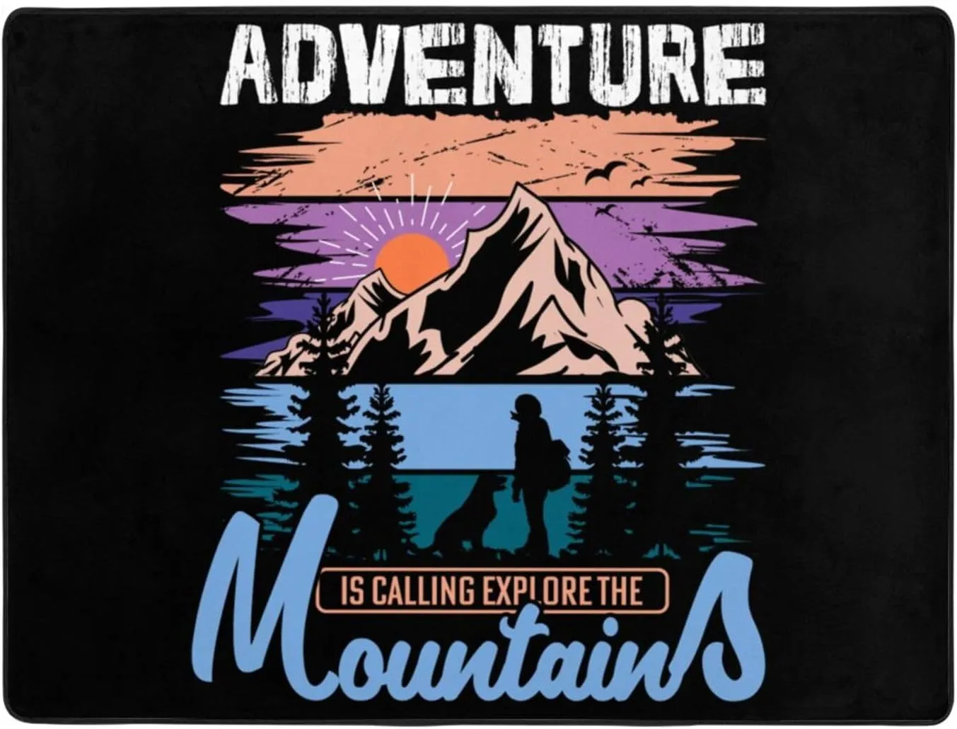 Adventure is Calling Explore The Mountains Area Rug 4x6Ft Soft Rugs for Living Room Indoor Floor Non-Slip Durable Home Decor Rug