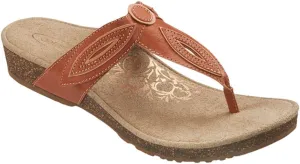 Aetrex Women's Terri Petal Thong Sandal,Salmon Leather,US