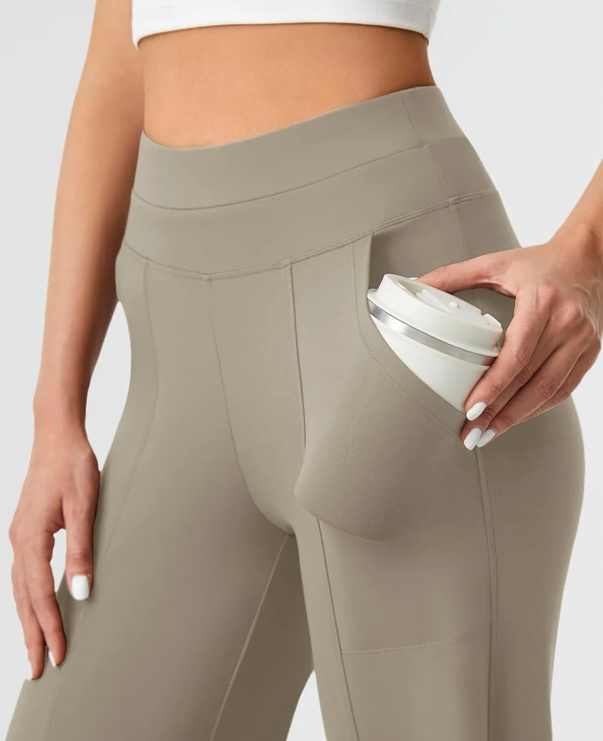 AFITNE Women’s Wide Leg Yoga Pants with Pockets 29”/31” Stretchy High Waist Pull On Wideleg Pants Casual Lounge Trousers