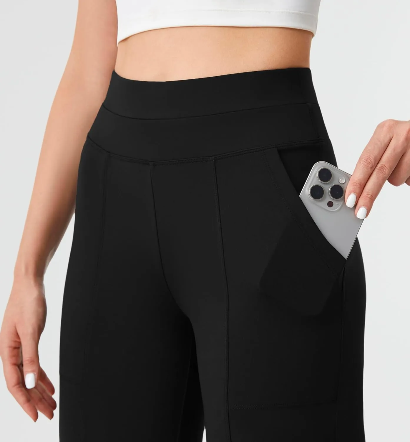 AFITNE Women’s Wide Leg Yoga Pants with Pockets 29”/31” Stretchy High Waist Pull On Wideleg Pants Casual Lounge Trousers