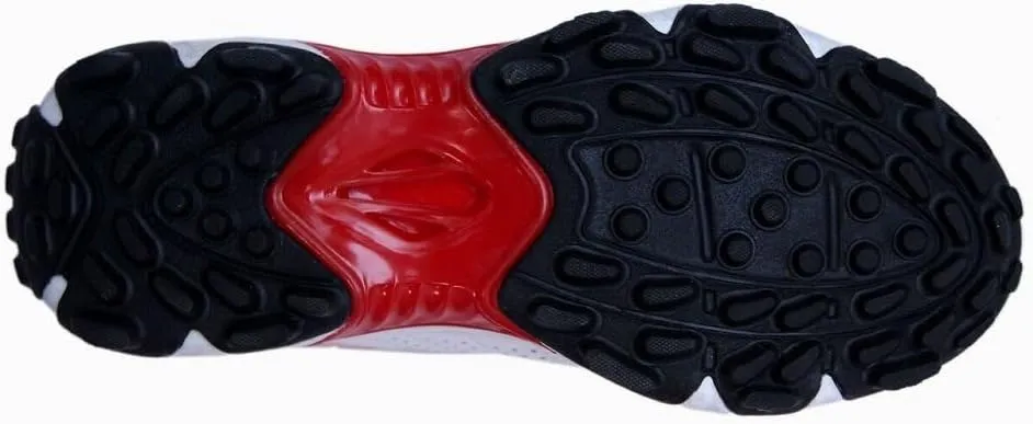 All Rounder FIRE Fly Men's Cricket Sports Shoes in PU with Rubber Sole Light Weight Color (White Red & White Blue)