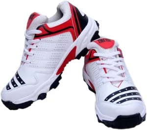 All Rounder FIRE Fly Men's Cricket Sports Shoes in PU with Rubber Sole Light Weight Color (White Red & White Blue)