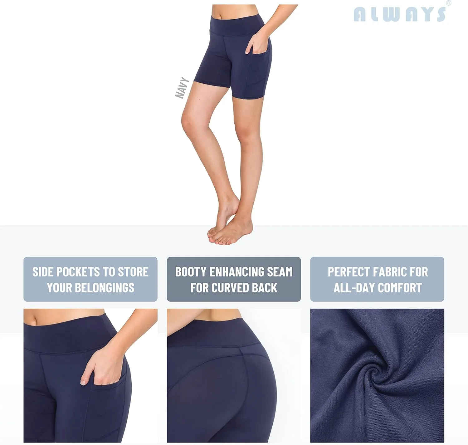 ALWAYS 3 Pack Yoga Shorts – Super Soft Slip Shorts for Women