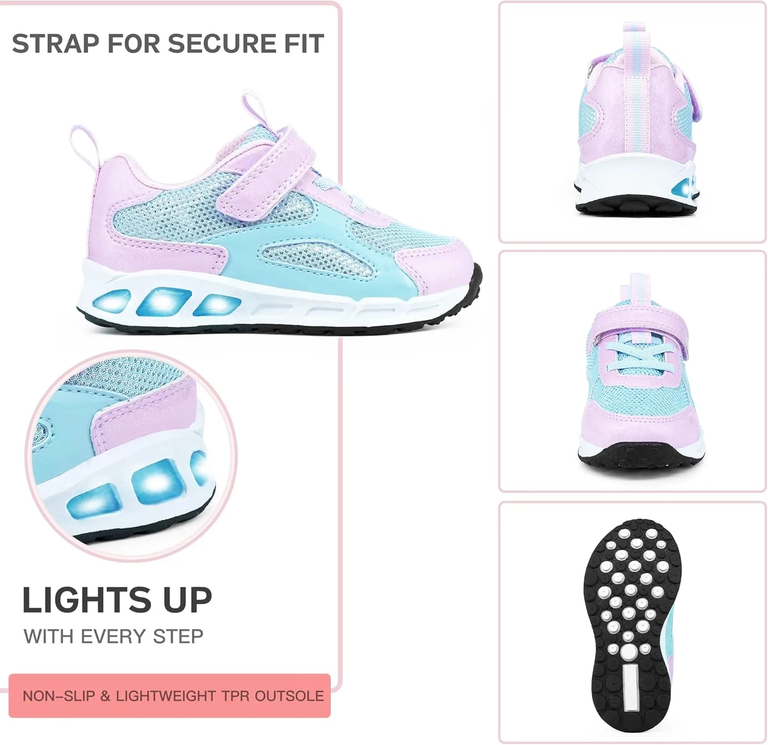 AMZZPIK Light Up Shoes for Boys Girls Toddler LED Flashing Sneakers Breathable Sport Walking Shoes for Kids