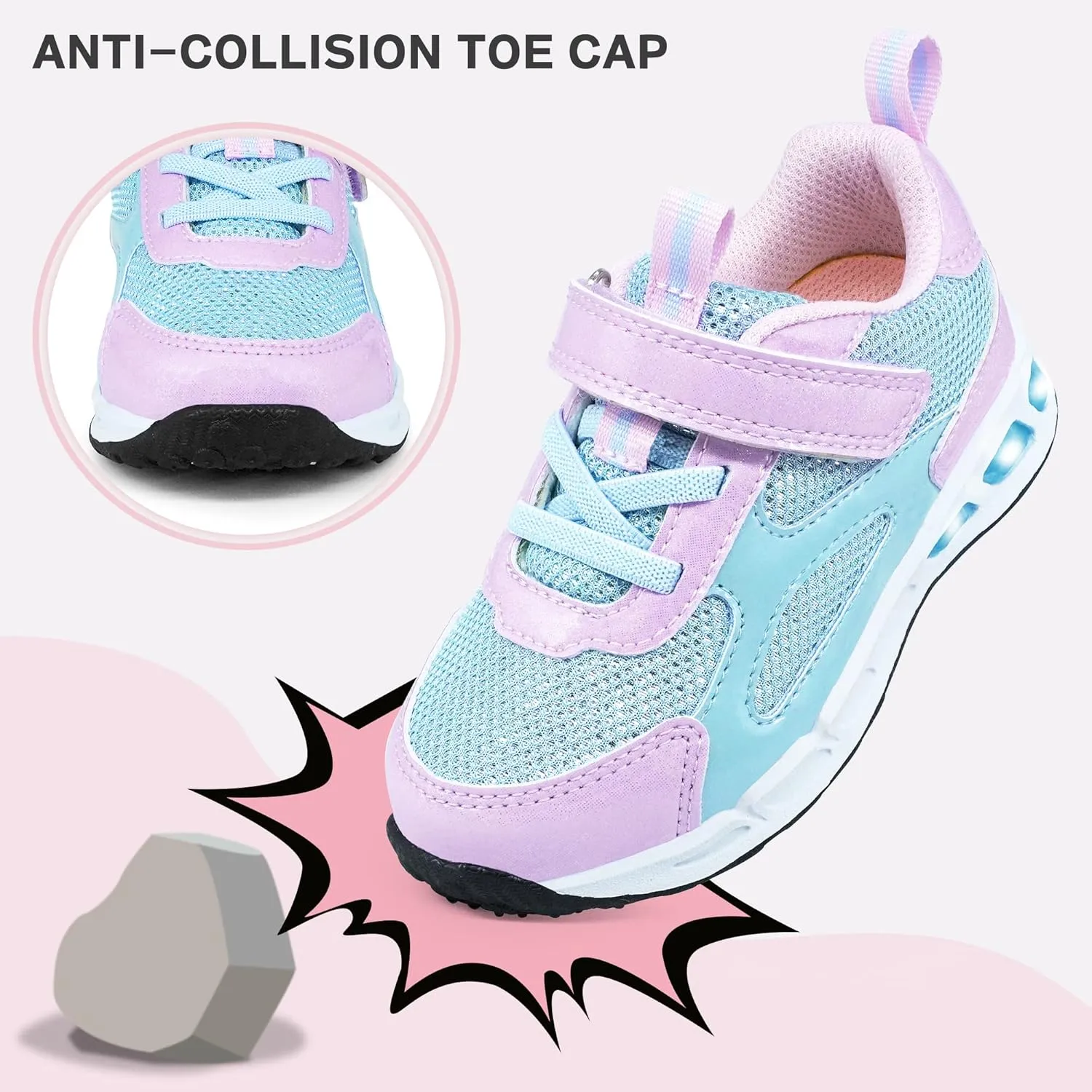 AMZZPIK Light Up Shoes for Boys Girls Toddler LED Flashing Sneakers Breathable Sport Walking Shoes for Kids