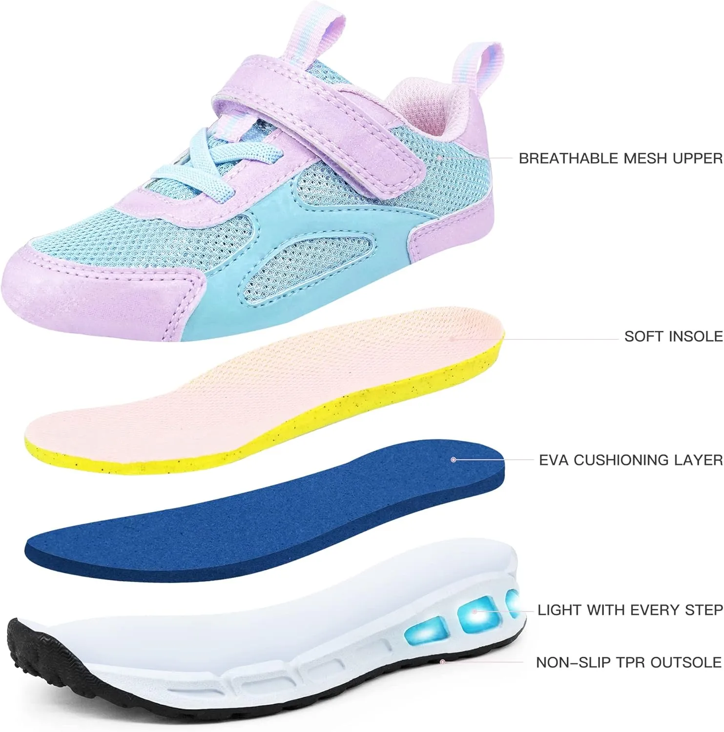 AMZZPIK Light Up Shoes for Boys Girls Toddler LED Flashing Sneakers Breathable Sport Walking Shoes for Kids