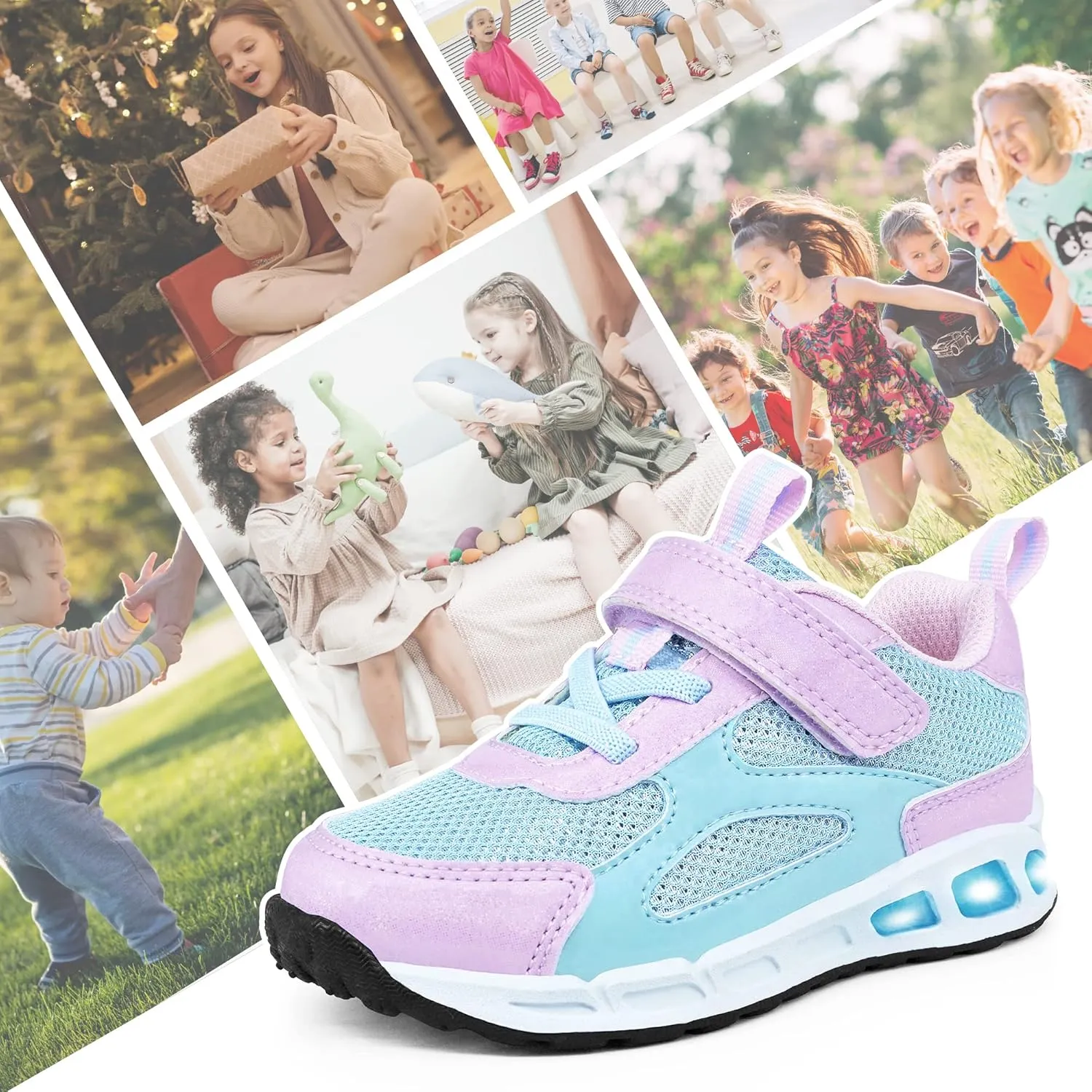AMZZPIK Light Up Shoes for Boys Girls Toddler LED Flashing Sneakers Breathable Sport Walking Shoes for Kids