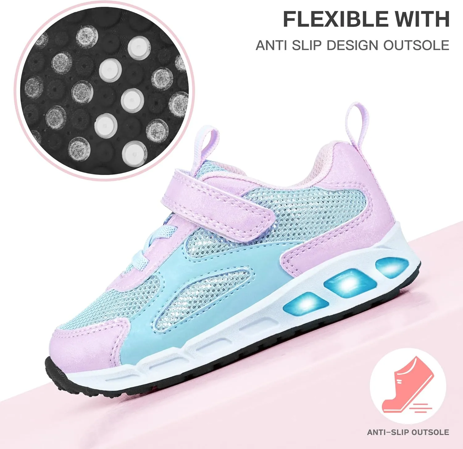 AMZZPIK Light Up Shoes for Boys Girls Toddler LED Flashing Sneakers Breathable Sport Walking Shoes for Kids