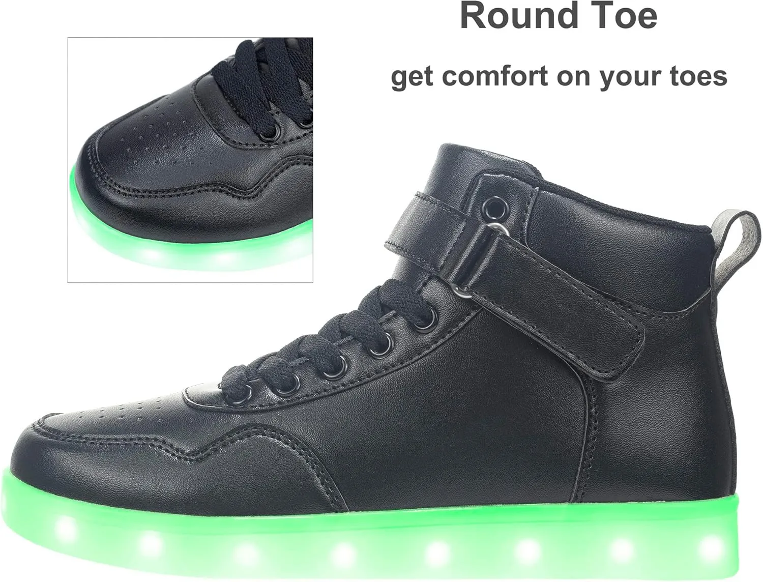 APTESOL Unisex LED Shoes High Top Light Up Sneakers for Women Men