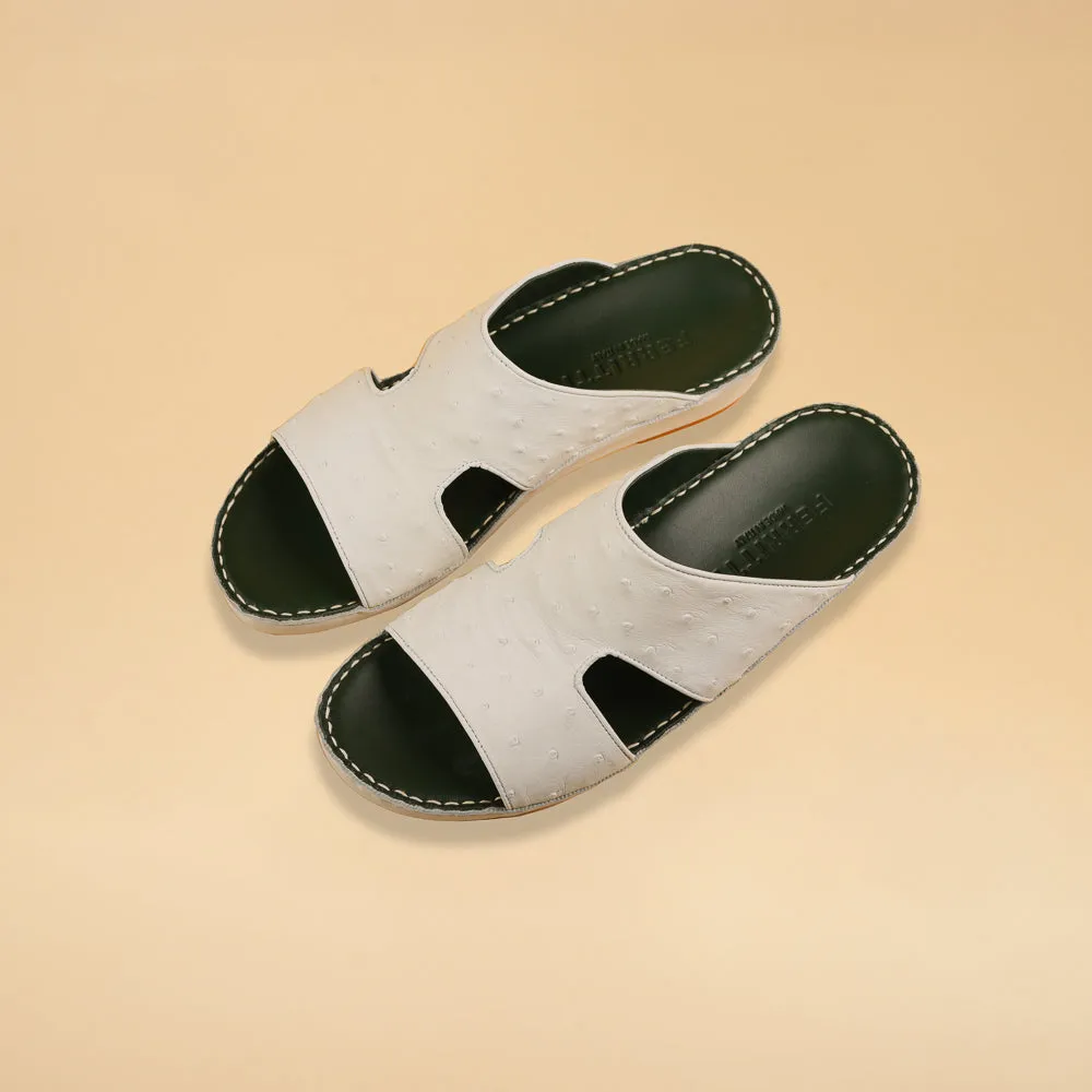 Arabic Sandal – Ostrich Leather White 2831