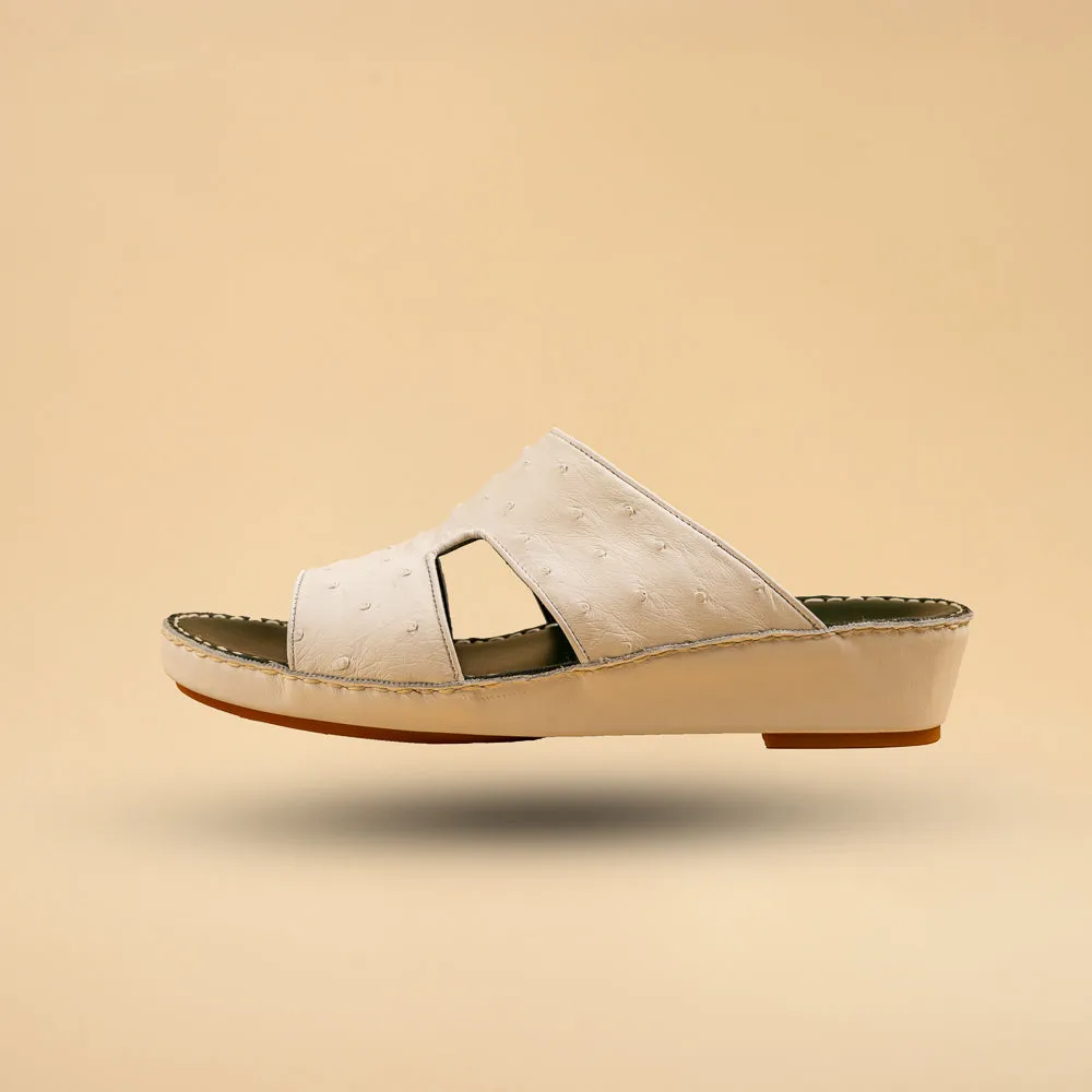 Arabic Sandal – Ostrich Leather White 2831