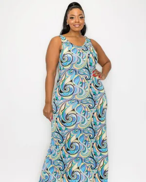 Aries Sleeveless Maxi Dress | Blue/Black