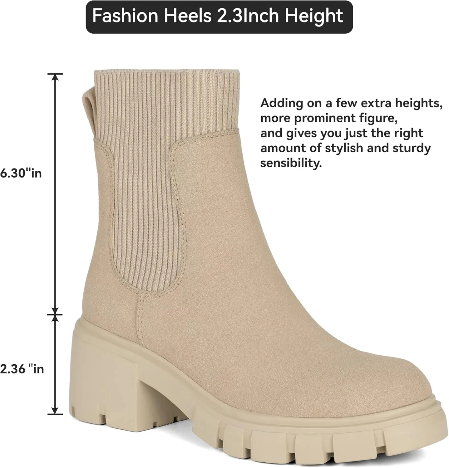 Athlefit Women's Chelsea Boots Fashion Slip on Platform Ankle Boots Lug Sole Chunky Booties