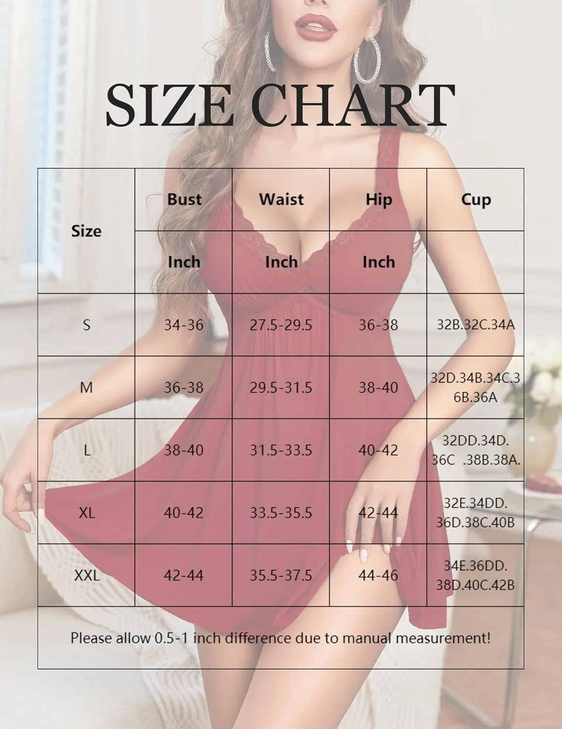 Avidlove Womens Nightgown Sexy Lingerie Sleepwear Lace Chemise Modal Babydoll Slip Nighties