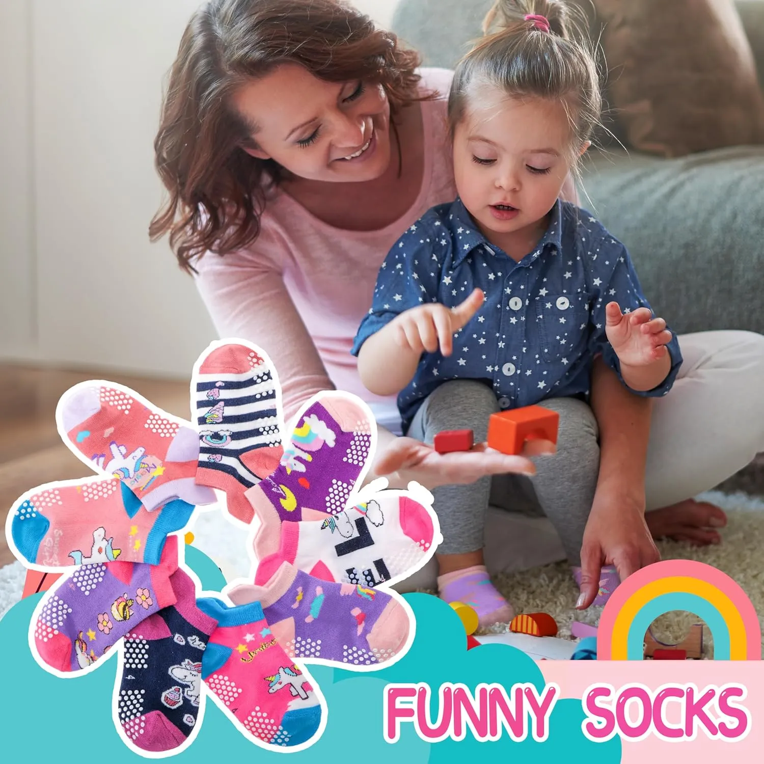 Baby Girls Boys Toddlers Grips Socks Kids Non Slip Anti Skid Ankle Cotton No Show Socks with Grippers