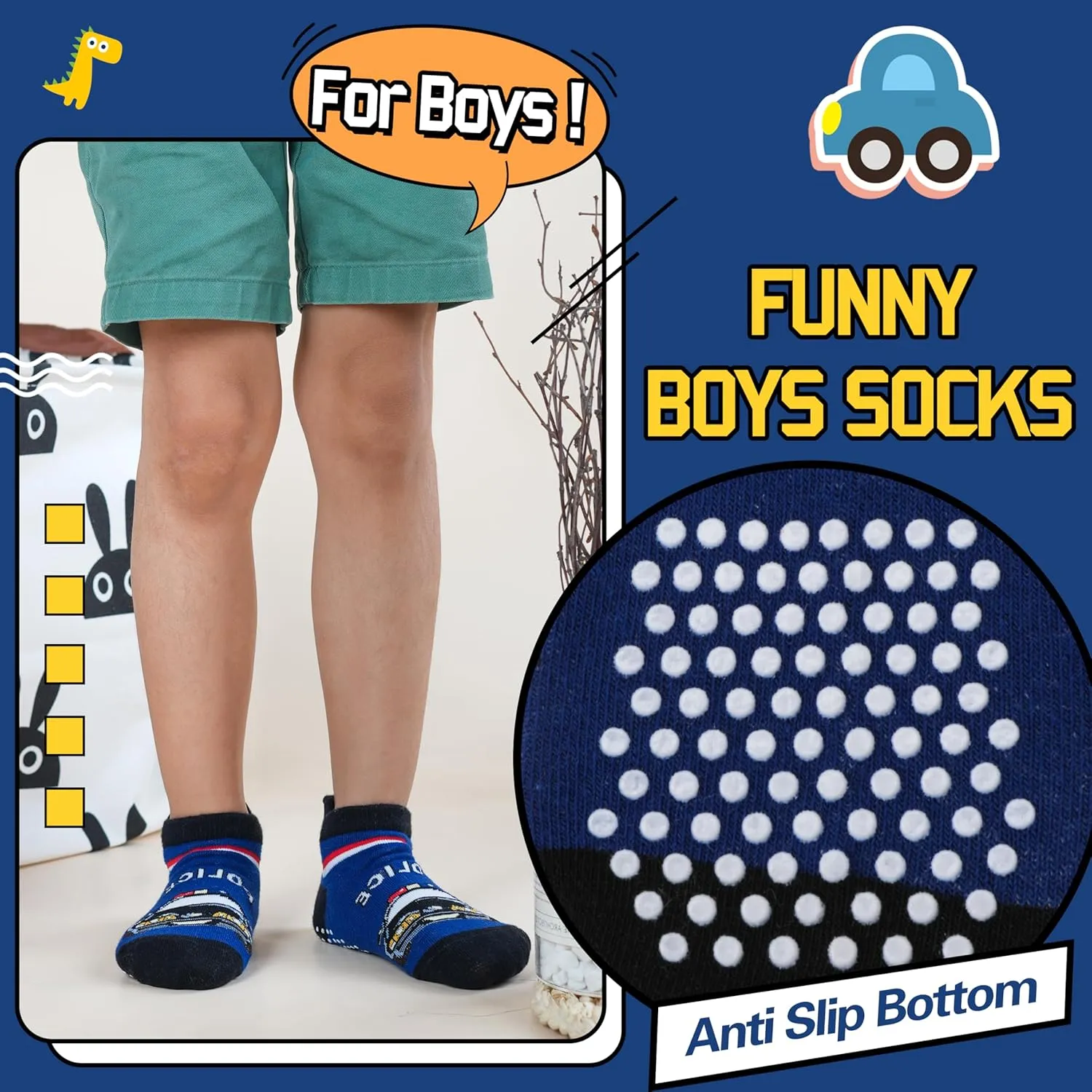 Baby Girls Boys Toddlers Grips Socks Kids Non Slip Anti Skid Ankle Cotton No Show Socks with Grippers