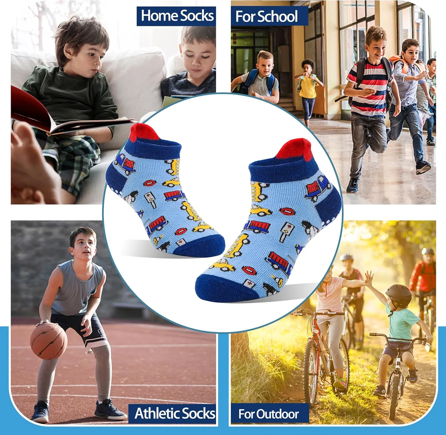 Baby Girls Boys Toddlers Grips Socks Kids Non Slip Anti Skid Ankle Cotton No Show Socks with Grippers