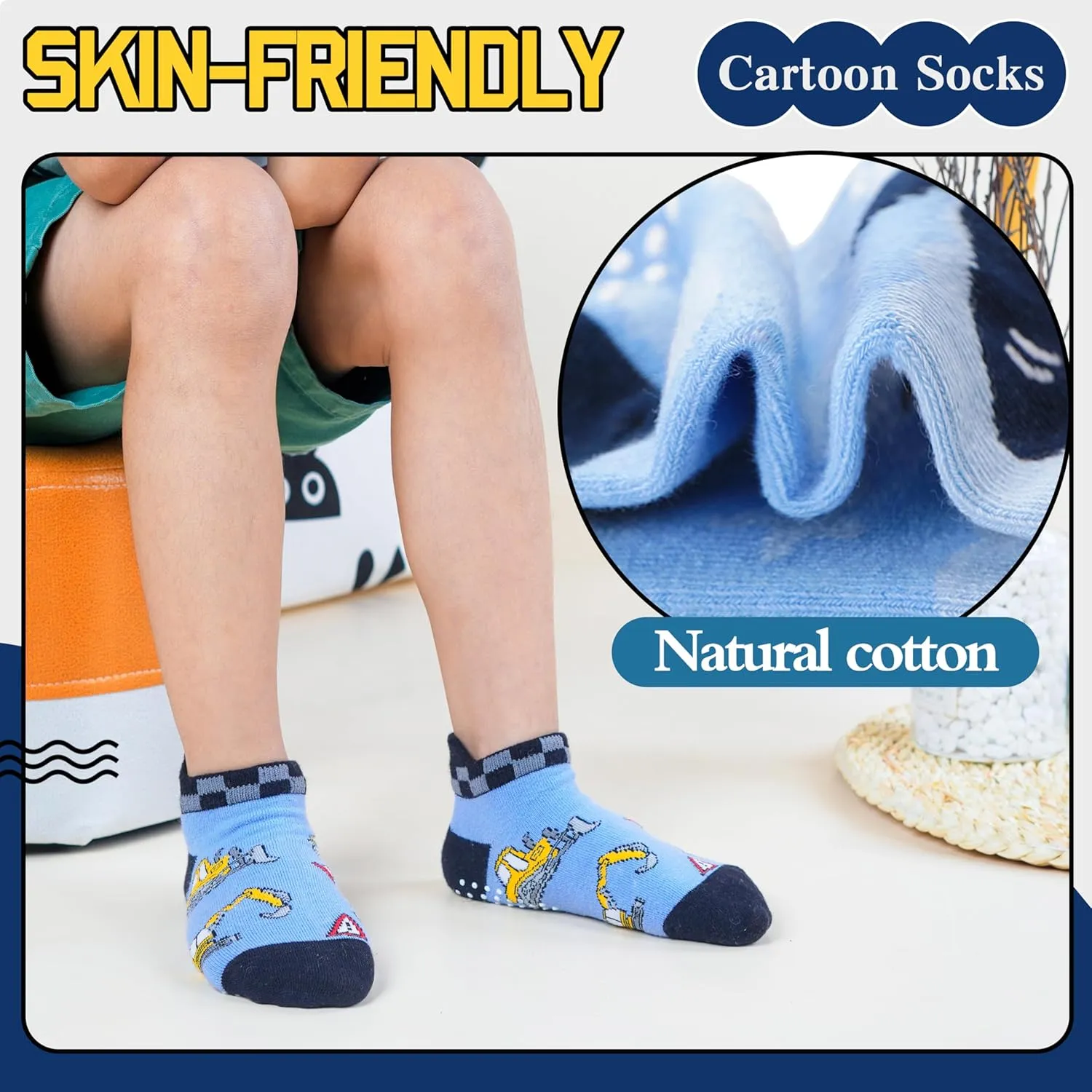 Baby Girls Boys Toddlers Grips Socks Kids Non Slip Anti Skid Ankle Cotton No Show Socks with Grippers