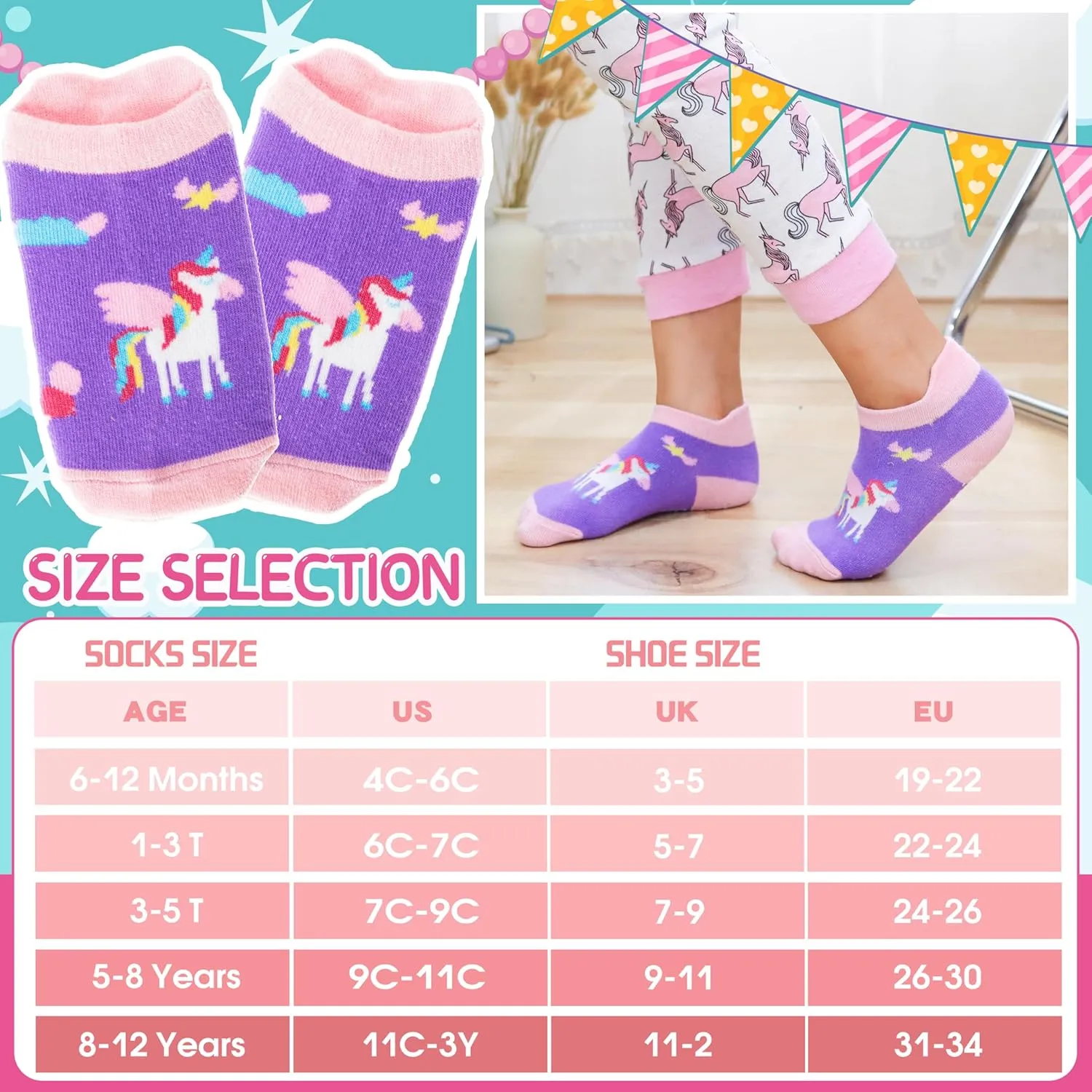 Baby Girls Boys Toddlers Grips Socks Kids Non Slip Anti Skid Ankle Cotton No Show Socks with Grippers