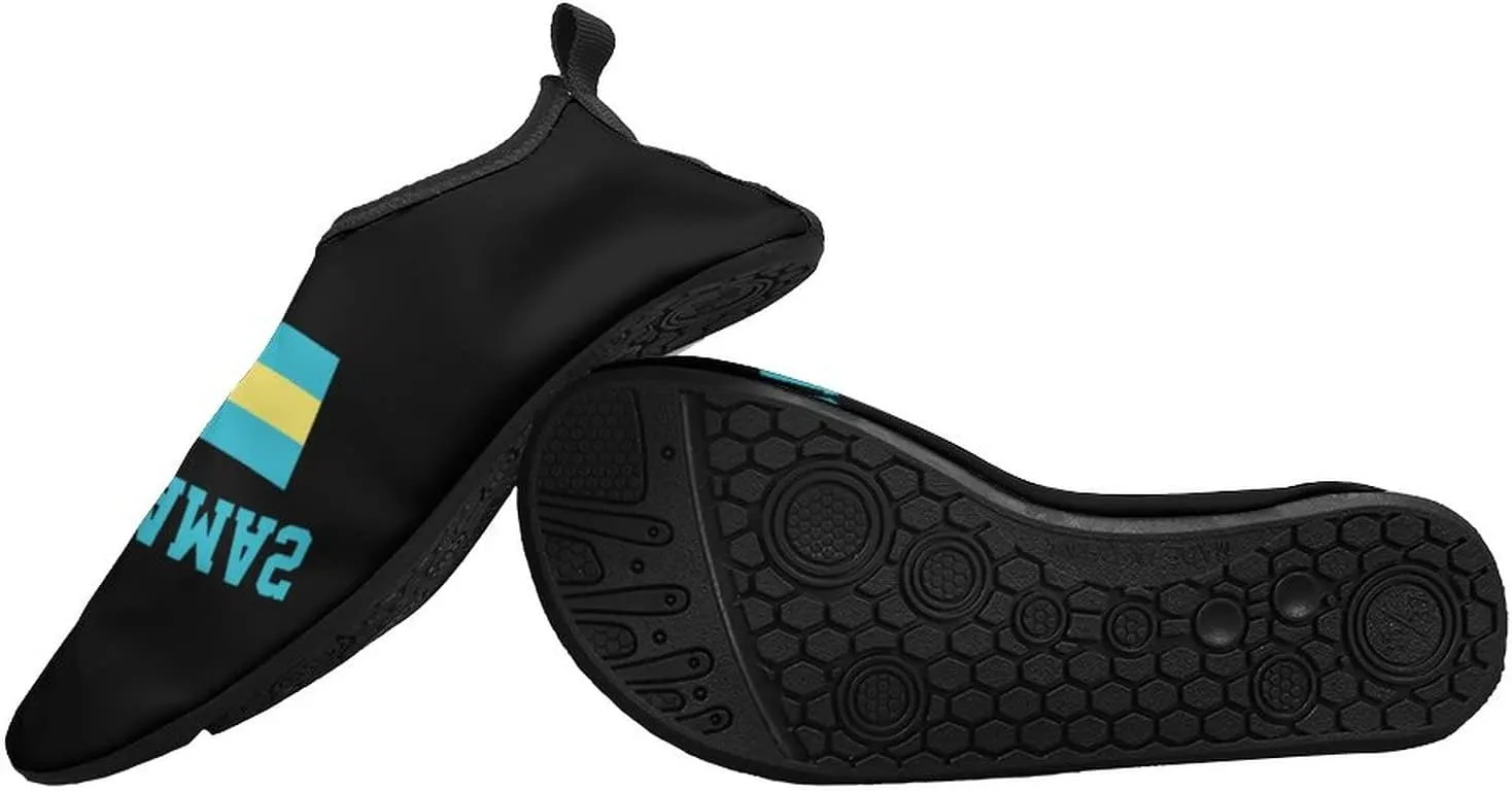 Bahamas Flag Men Women Water Shoes Barefoot Slip-on Aqua Socks Shoes for Beach Swim Surf Water Sport Yoga