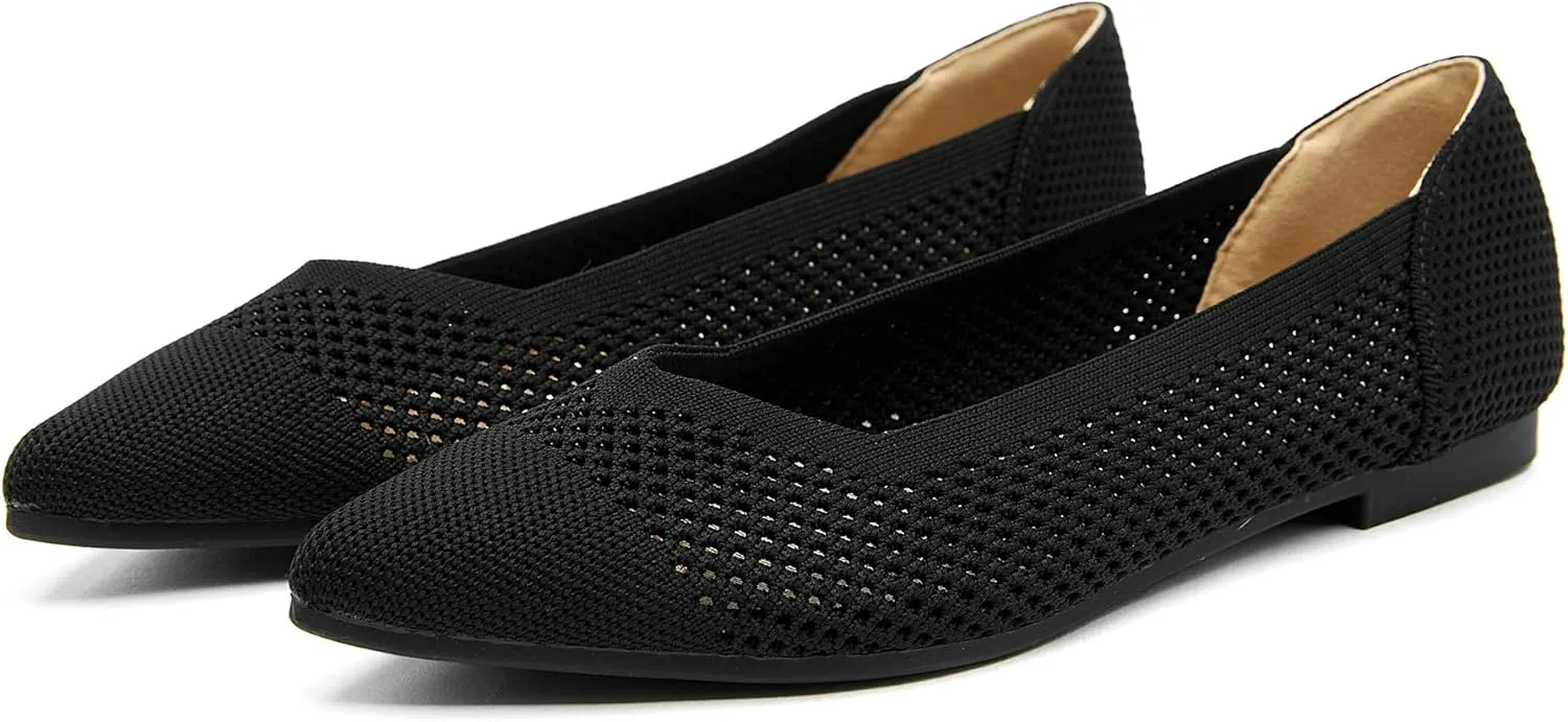 Ballet Flats Shoes for Women Knit Mesh Flats Shoes Womens Dressy Comfortable Pointed Toe Washable Slip On Flat