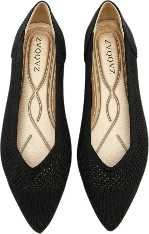 Ballet Flats Shoes for Women Knit Mesh Flats Shoes Womens Dressy Comfortable Pointed Toe Washable Slip On Flat