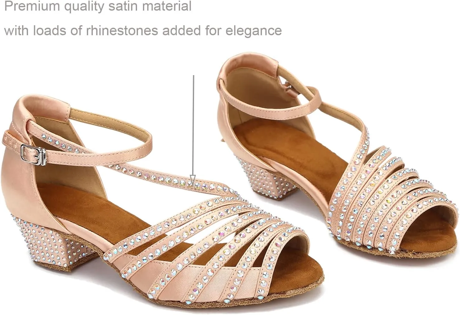 Ballroom Dance Shoes Women Salsa Latin Practice Dancing Shoes, Rhinestone Wedding Low Heel Dance Shoes, Comfortable and Sparkle Dance Heels
