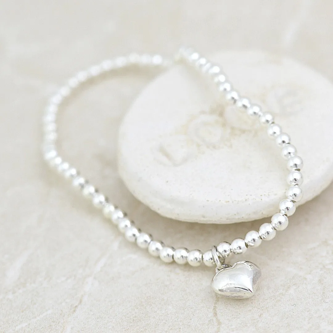Beaded Heart Stretchy Bracelet
