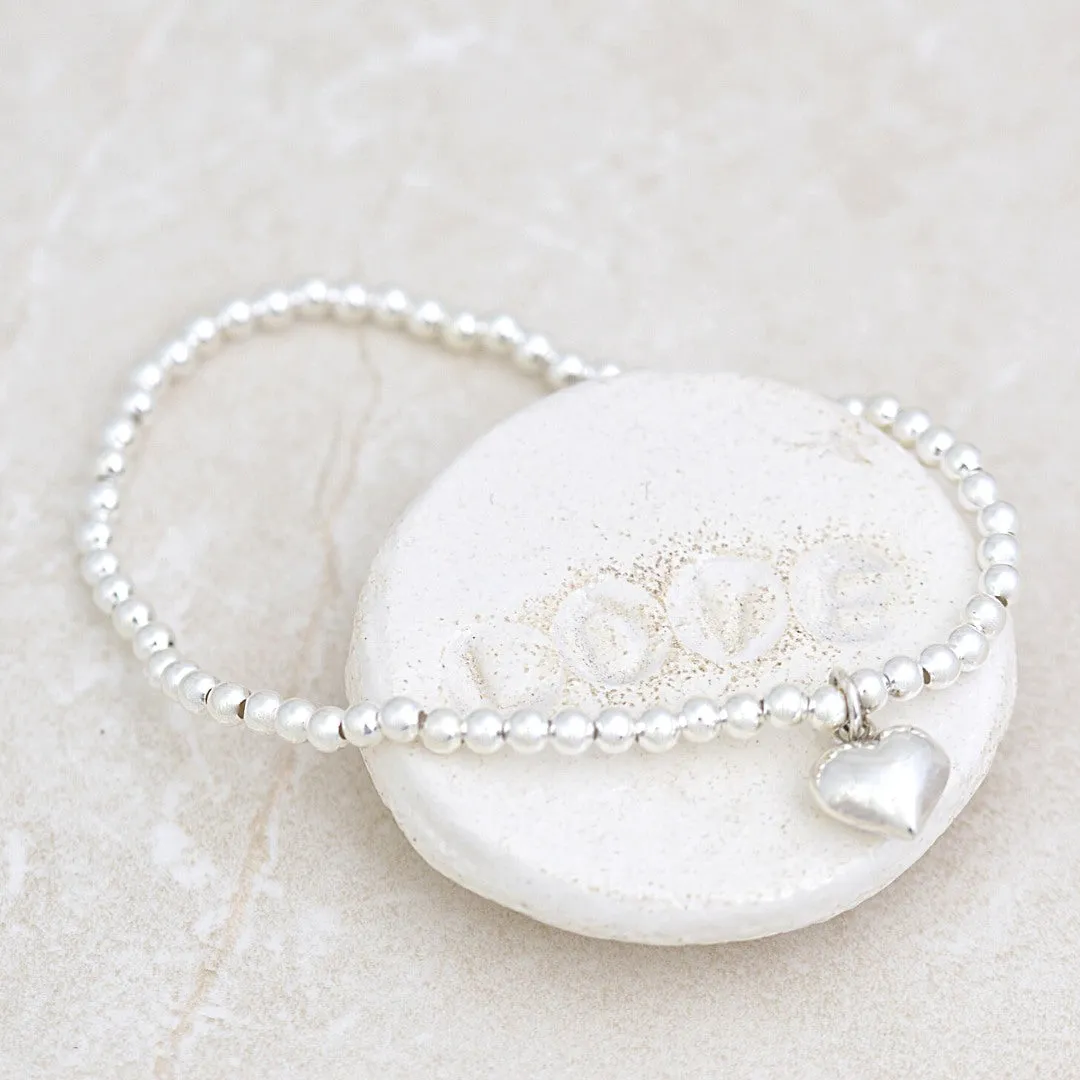 Beaded Heart Stretchy Bracelet