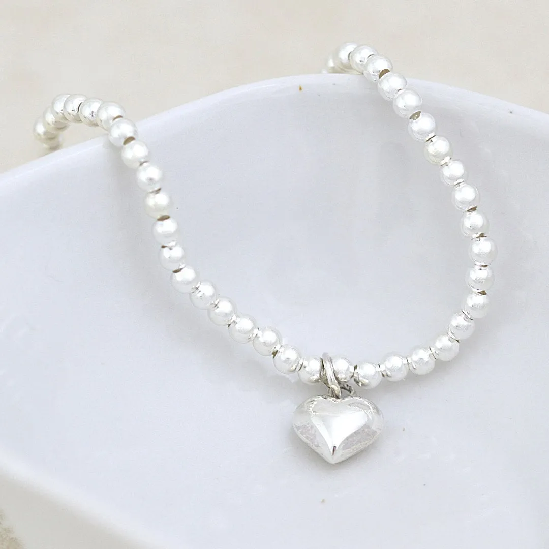 Beaded Heart Stretchy Bracelet