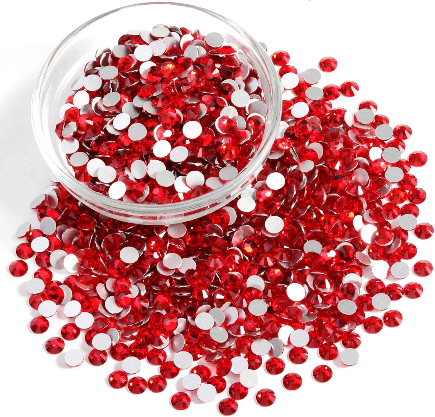 Beadsland Flatback Rhinestones Bulk,14400pcs Red Rhinestones for Crafts Clothes DIY Decoration, Light Siam, SS20, 4.6-4.8mm