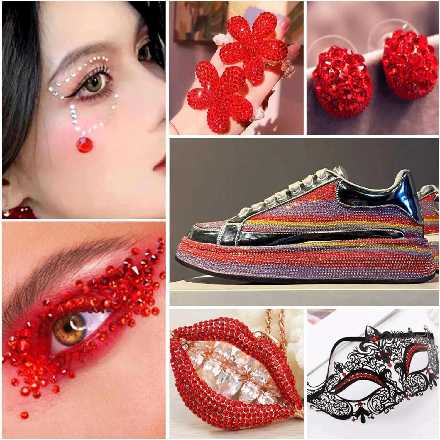 Beadsland Flatback Rhinestones Bulk,14400pcs Red Rhinestones for Crafts Clothes DIY Decoration, Light Siam, SS20, 4.6-4.8mm