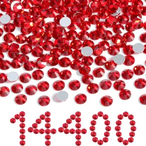 Beadsland Flatback Rhinestones Bulk,14400pcs Red Rhinestones for Crafts Clothes DIY Decoration, Light Siam, SS20, 4.6-4.8mm