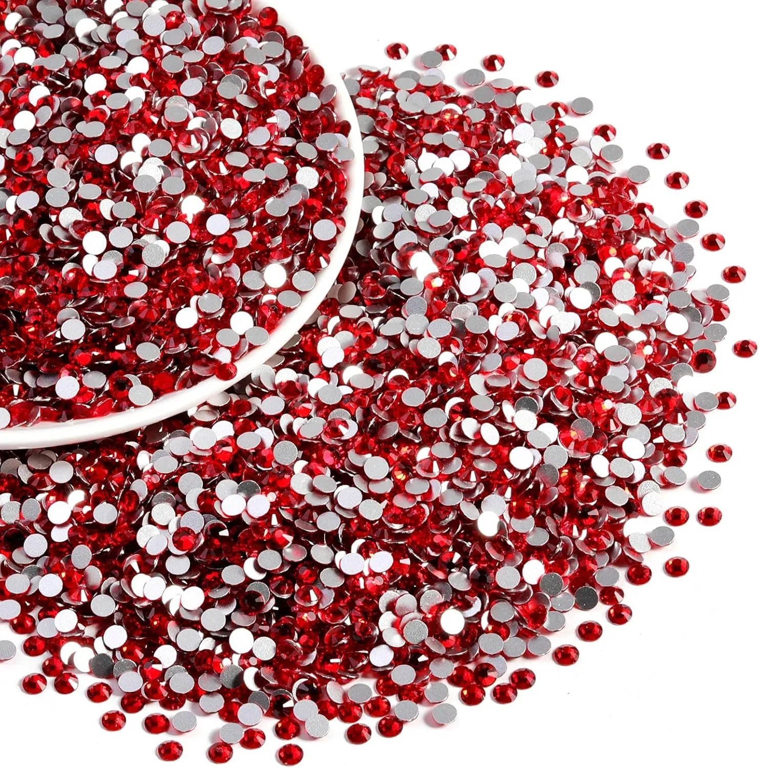 Beadsland Flatback Rhinestones Bulk,14400pcs Red Rhinestones for Crafts Clothes DIY Decoration, Light Siam, SS20, 4.6-4.8mm
