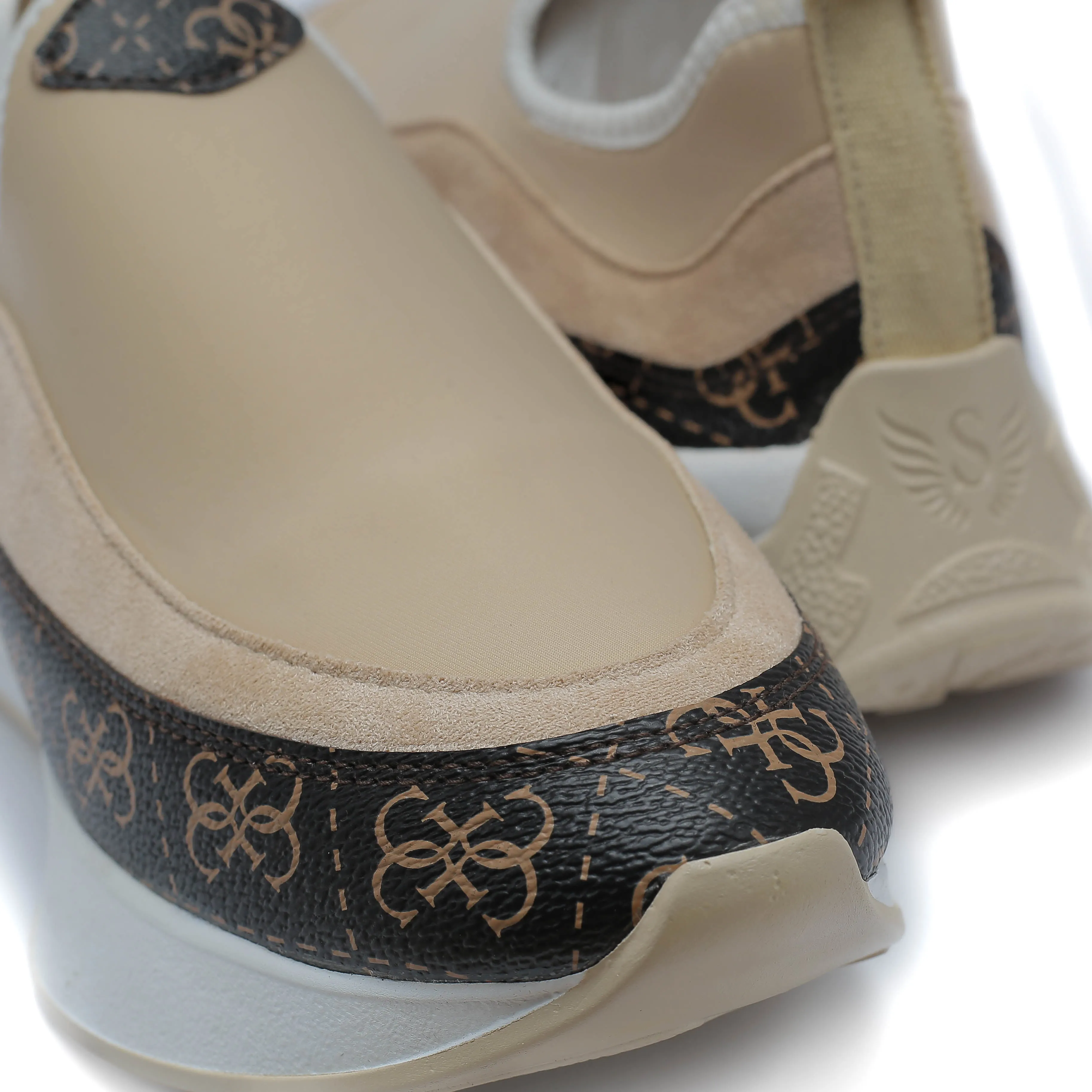 Beige Printed Slip-On Sneakers