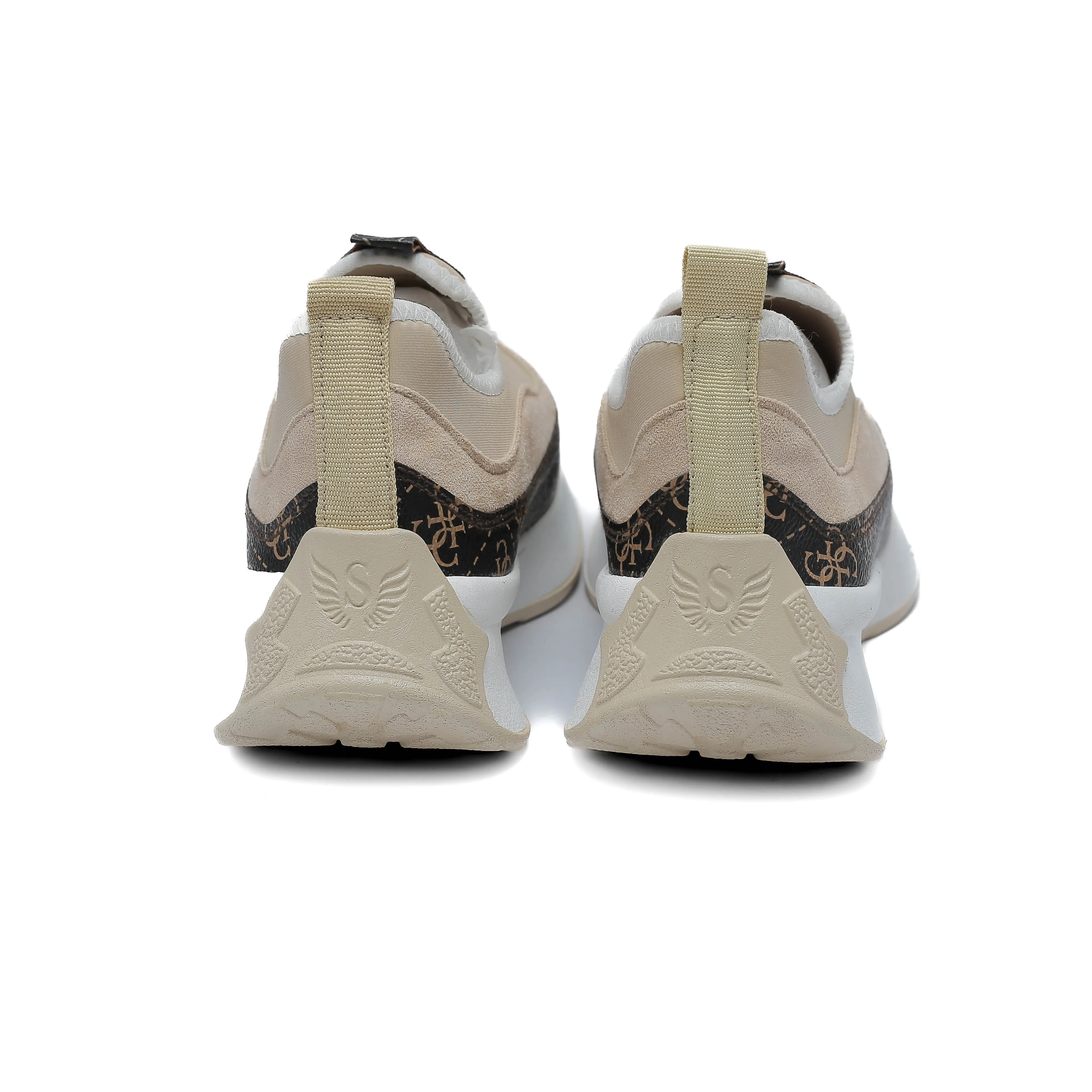 Beige Printed Slip-On Sneakers
