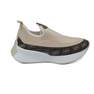 Beige Printed Slip-On Sneakers