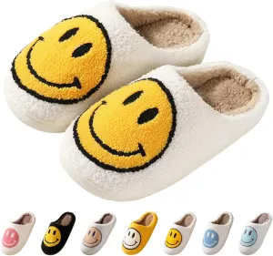 Beishani Smile Face Slippers for Women Happy face slippers Retro Soft Plush Warm Slip-on Slippers Cozy Indoor Outdoor Womens Slippers