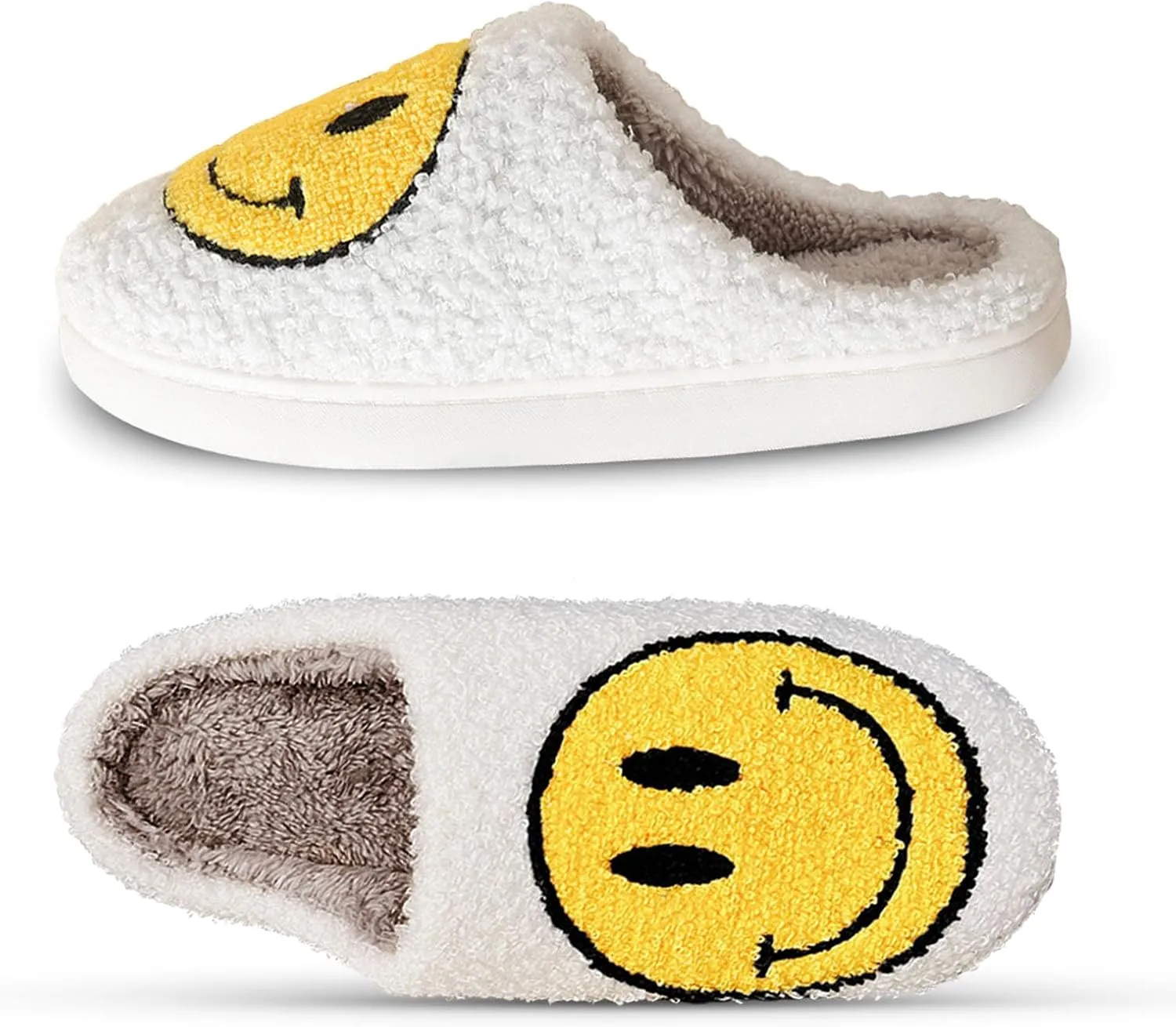 Beishani Smile Face Slippers for Women Happy face slippers Retro Soft Plush Warm Slip-on Slippers Cozy Indoor Outdoor Womens Slippers