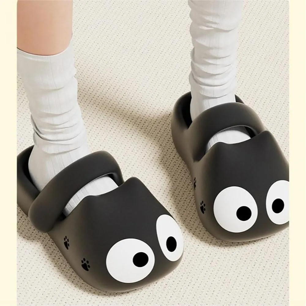 Big Eye Cat Slippers for Women, Cute Cat Slippers, Summer Animal Cat Slippers Shower Sandal, Thick-Soled Non-Slip Beach Shoes