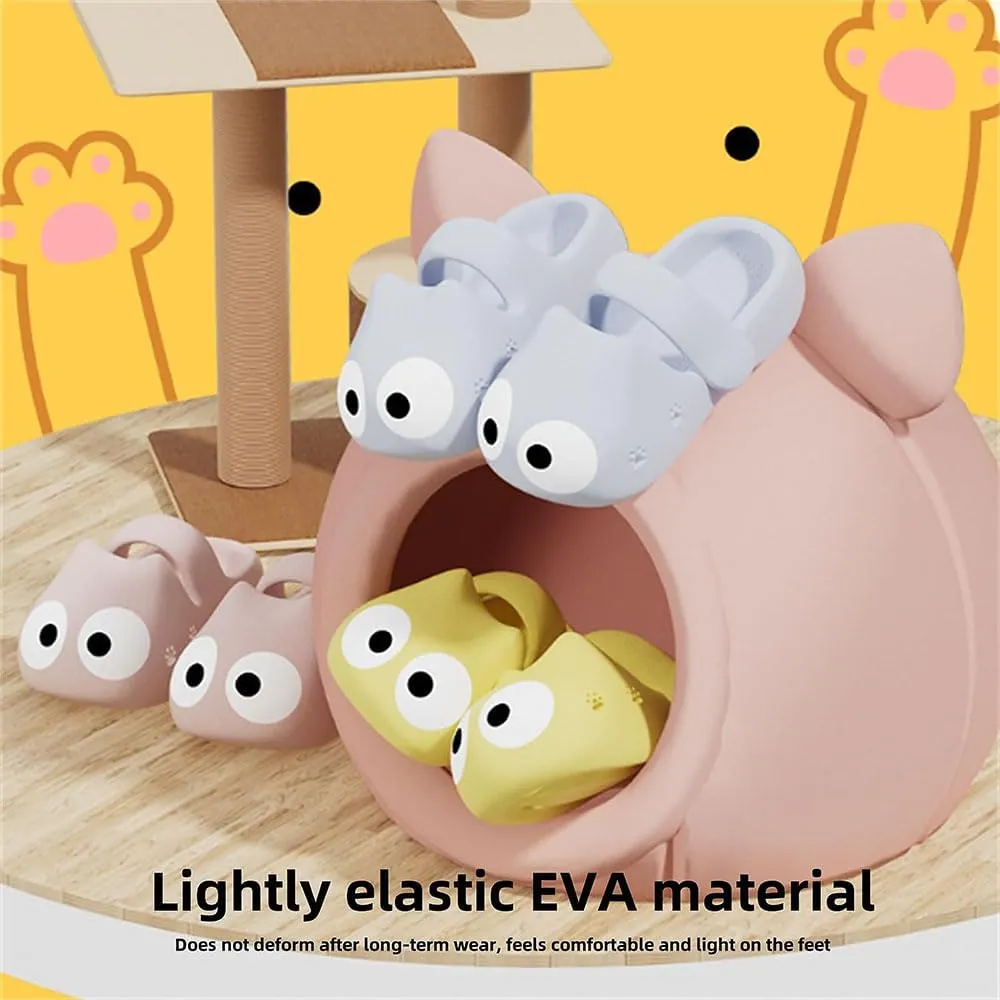 Big Eye Cat Slippers for Women, Cute Cat Slippers, Summer Animal Cat Slippers Shower Sandal, Thick-Soled Non-Slip Beach Shoes