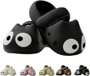 Big Eye Cat Slippers for Women, Cute Cat Slippers, Summer Animal Cat Slippers Shower Sandal, Thick-Soled Non-Slip Beach Shoes